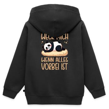 Weck Mich Wenn Alles Vorbei Ist / Langschläfer - Kinder Premium Organic Zip Hoodie - Schwarz - Hinten - AI Model Kid Male (0cm)