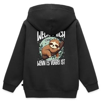 Weck Mich Wenn Alles Vorbei Ist / Langschläfer - Kinder Premium Organic Zip Hoodie - Schwarz - Hinten - AI Model Kid Male (0cm)