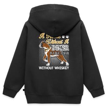A Home Without A Boxer - Kids Premium Organic Zip-up Hoodie - black - Back - AI Model Kid Male (0cm)