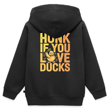 propriétaires de canards domestiques, amoureux des canards, - Sweat Premium à capuche zippé enfant bio - noir - Dos - AI Model Kid Male (0cm)