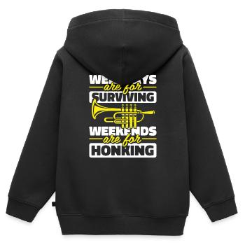 Horn player French Horn - Kids Premium Organic Zip-up Hoodie - black - Back - AI Model Kid Male (0cm)