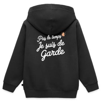 Keine Zeit, in der ich im Dienst bin Jobs Helden Humor - Kinder Premium Organic Zip Hoodie - Schwarz - Hinten - AI Model Kid Male (0cm)