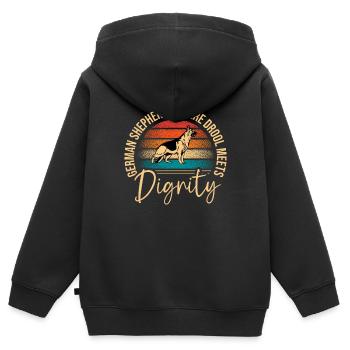 Bergers allemands où la bave rencontre la dignité Shepher - Sweat Premium à capuche zippé enfant bio - noir - Dos - AI Model Kid Male (0cm)