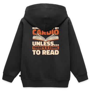 Bande dessinée - Sweat Premium à capuche zippé enfant bio - noir - Dos - AI Model Kid Male (0cm)