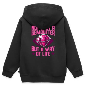 Tailleur de pierres précieuses - Sweat Premium à capuche zippé enfant bio - noir - Dos - AI Model Kid Male (0cm)