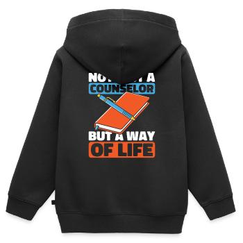 Conseiller - Sweat Premium à capuche zippé enfant bio - noir - Dos - AI Model Kid Male (0cm)