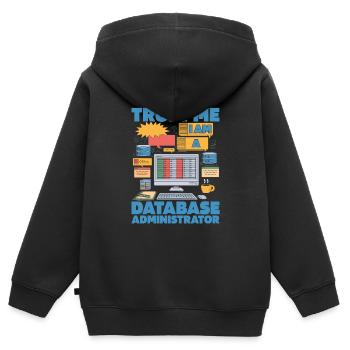 Administrateur de base de données - Sweat Premium à capuche zippé enfant bio - noir - Dos - AI Model Kid Male (0cm)