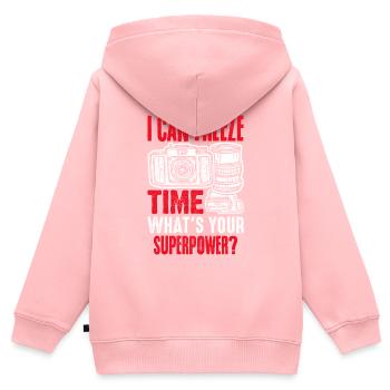 Photographer Superpower - Kids Premium Organic Zip-up Hoodie - rose - Back - AI Model Kid Female (0cm)