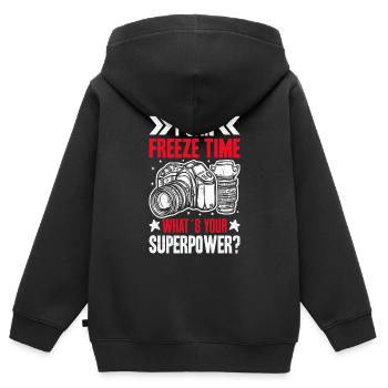 Ich Bin Fotograf - Kinder Premium Organic Zip Hoodie - Schwarz - Hinten - AI Model Kid Male (0cm)