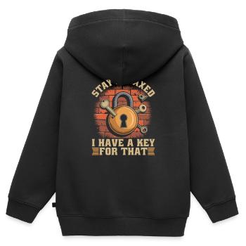 Schlosser - Kinder Premium Organic Zip Hoodie - Schwarz - Hinten - AI Model Kid Male (0cm)