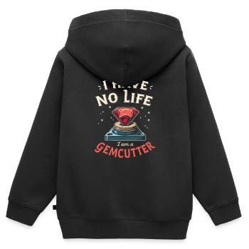Tailleur de pierres précieuses - Sweat Premium à capuche zippé enfant bio - noir - Dos - AI Model Kid Male (0cm)