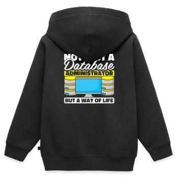Database Administrator - Kids Premium Organic Zip-up Hoodie - black - Back - AI Model Kid Male (0cm)