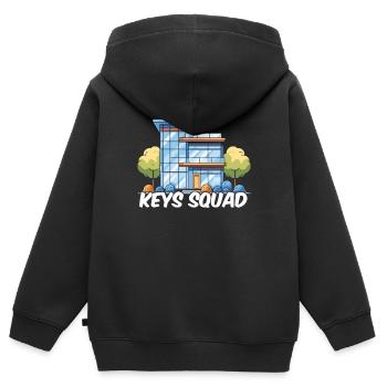 Escouade d’agents immobiliers - Sweat Premium à capuche zippé enfant bio - noir - Dos - AI Model Kid Male (0cm)