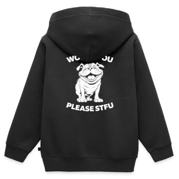 Bulldog Stfu Would You Please Shut Up - Kids Premium Organic Zip-up Hoodie - black - Back - AI Model Kid Male (0cm)