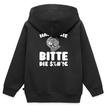 Beagle Halten Sie Bitte Die Fresse - Kinder Premium Organic Zip Hoodie - Schwarz - Hinten - AI Model Kid Male (0cm)