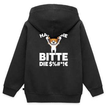 Beagle Halten Sie Bitte Die Fresse - Kinder Premium Organic Zip Hoodie - Schwarz - Hinten - AI Model Kid Male (0cm)
