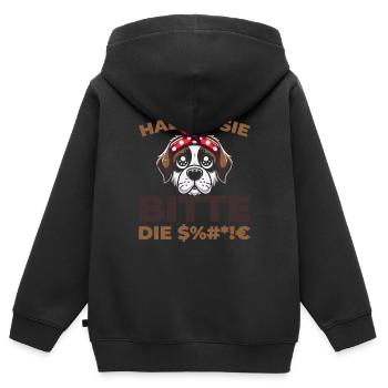 Bernhardiner Halten Sie Bitte Die Fresse - Kinder Premium Organic Zip Hoodie - Schwarz - Hinten - AI Model Kid Male (0cm)