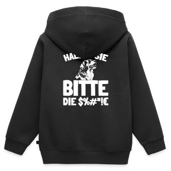 Bernhardiner Halten Sie Bitte Die Fresse - Kinder Premium Organic Zip Hoodie - Schwarz - Hinten - AI Model Kid Male (0cm)
