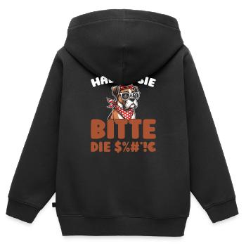 Boxer Chien Boxer Allemand - Sweat Premium à capuche zippé enfant bio - noir - Dos - AI Model Kid Male (0cm)