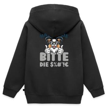 Papillon Please shut up - Kids Premium Organic Zip-up Hoodie - black - Back - AI Model Kid Male (0cm)