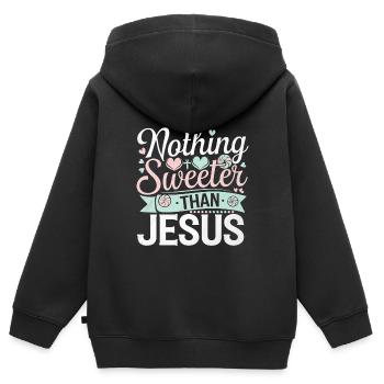 Nothing Sweeter Than Jesus 6 - Kinder Premium Organic Zip Hoodie - Schwarz - Hinten - AI Model Kid Male (0cm)