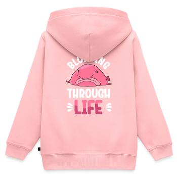 Drôle de poisson Blobfish mignon - Sweat Premium à capuche zippé enfant bio - rose - Dos - AI Model Kid Female (0cm)