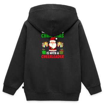 Weihnachts-Cheerleader Am besten mit einem Cheerleader - Kinder Premium Organic Zip Hoodie - Schwarz - Hinten - AI Model Kid Male (0cm)