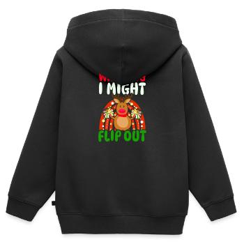 Weihnachts-Cheerleader-Warnung Flip Out Rentier - Kinder Premium Organic Zip Hoodie - Schwarz - Hinten - AI Model Kid Male (0cm)