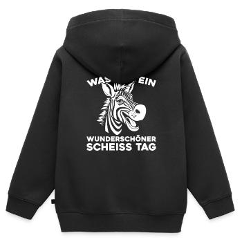 Zebra Halten Sie Bitte Die Fresse - Kinder Premium Organic Zip Hoodie - Schwarz - Hinten - AI Model Kid Male (0cm)