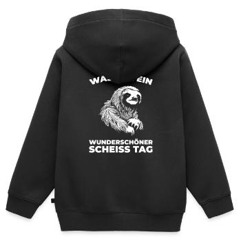 Faultier Halten Sie Bitte Die Fresse - Kinder Premium Organic Zip Hoodie - Schwarz - Hinten - AI Model Kid Male (0cm)