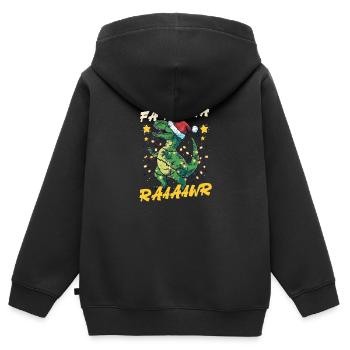 Dinosaure Noël Fa Ra Ra Raaaawr - Sweat Premium à capuche zippé enfant bio - noir - Dos - AI Model Kid Male (0cm)