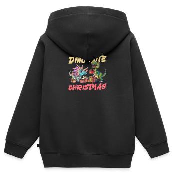 Dinosaure Noël Dino-Mite Noël - Sweat Premium à capuche zippé enfant bio - noir - Dos - AI Model Kid Male (0cm)
