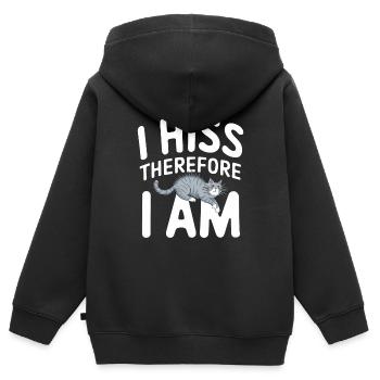 Amoureux des chats, Humour noir, Coquin, - Sweat Premium à capuche zippé enfant bio - noir - Dos - AI Model Kid Male (0cm)