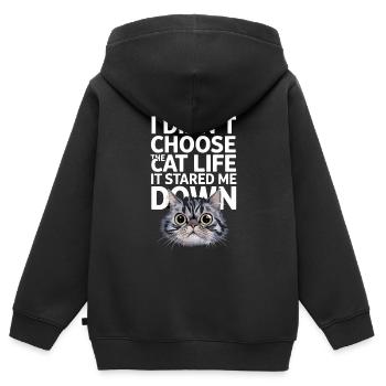 Amoureux des chats, Humour noir, Coquin, - Sweat Premium à capuche zippé enfant bio - noir - Dos - AI Model Kid Male (0cm)
