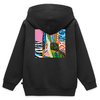 1000038773 - Kids Premium Organic Zip-up Hoodie - black - Back - AI Model Kid Male (0cm)