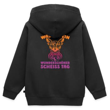 Chihuahua, s’il vous plaît, ferme ta gueule - Sweat Premium à capuche zippé enfant bio - noir - Dos - AI Model Kid Male (0cm)