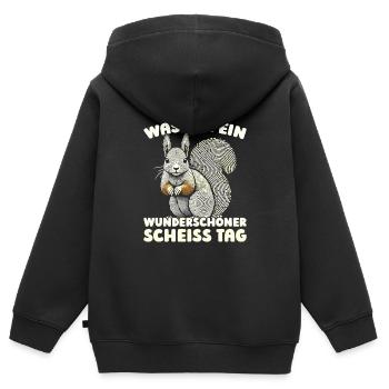 Eichhörnchen Halten Sie Bitte Die Fresse - Kinder Premium Organic Zip Hoodie - Schwarz - Hinten - AI Model Kid Male (0cm)
