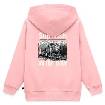 Railfan Train Enthusiast Locomotive Lover - Kids Premium Organic Zip-up Hoodie - rose - Back - AI Model Kid Female (0cm)