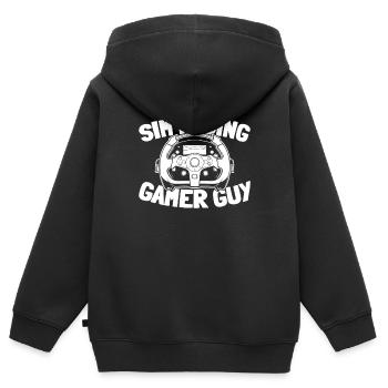 Sim Racing - Sweat Premium à capuche zippé enfant bio - noir - Dos - AI Model Kid Male (0cm)