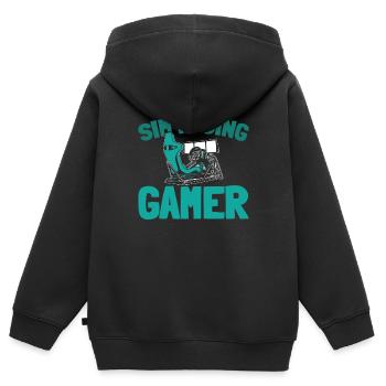 Sim Racing - Sweat Premium à capuche zippé enfant bio - noir - Dos - AI Model Kid Male (0cm)