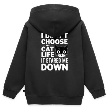Amoureux des chats, Humour noir, Coquin, - Sweat Premium à capuche zippé enfant bio - noir - Dos - AI Model Kid Male (0cm)