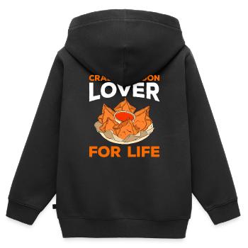 Crab Rangoon Asia Food - Kinder Premium Organic Zip Hoodie - Schwarz - Hinten - AI Model Kid Male (0cm)