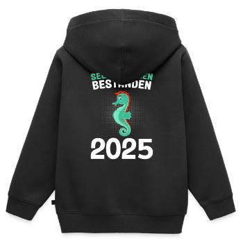 Seepferdchen bestanden 2025 - Kinder Premium Organic Zip Hoodie - Schwarz - Hinten - AI Model Kid Male (0cm)