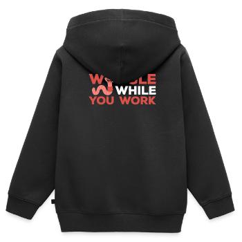 Mignon ver drôle vers de terre vers de terre - Sweat Premium à capuche zippé enfant bio - noir - Dos - AI Model Kid Male (0cm)