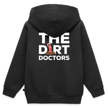 Mignon ver drôle vers de terre vers de terre - Sweat Premium à capuche zippé enfant bio - noir - Dos - AI Model Kid Male (0cm)