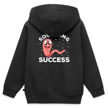 Mignon ver drôle vers de terre vers de terre - Sweat Premium à capuche zippé enfant bio - noir - Dos - AI Model Kid Male (0cm)