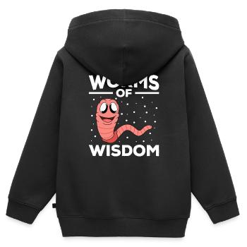 Mignon ver drôle vers de terre vers de terre - Sweat Premium à capuche zippé enfant bio - noir - Dos - AI Model Kid Male (0cm)