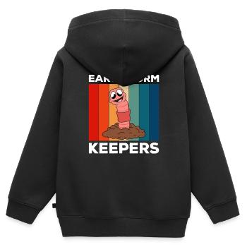 Mignon ver drôle vers de terre vers de terre - Sweat Premium à capuche zippé enfant bio - noir - Dos - AI Model Kid Male (0cm)