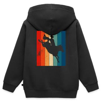 Tenue de rodéo Équitation de taureau - Sweat Premium à capuche zippé enfant bio - noir - Dos - AI Model Kid Male (0cm)