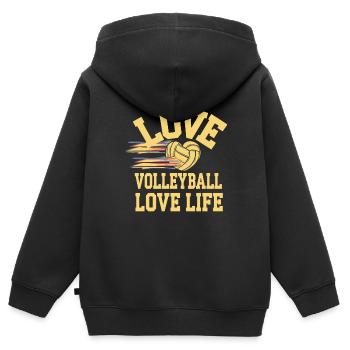 Volleyballspieler Und Fan Spike Servieren - Kinder Premium Organic Zip Hoodie - Schwarz - Hinten - AI Model Kid Male (0cm)